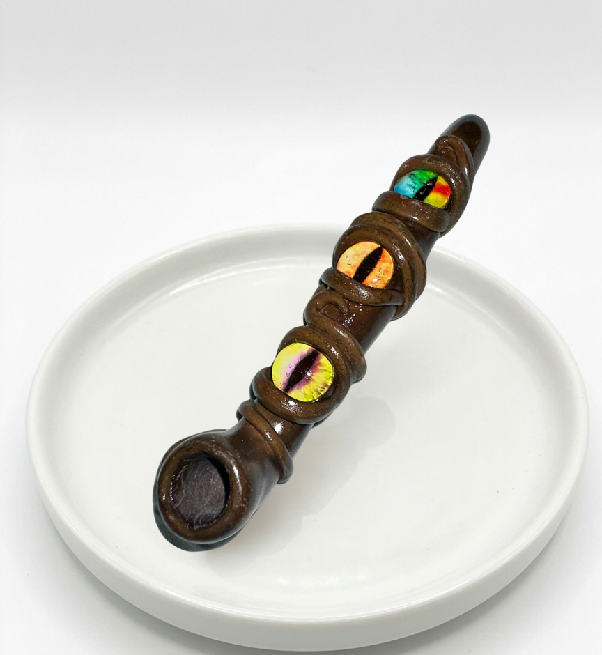 Triple Multicolor Dragon Eye Wand Pipe