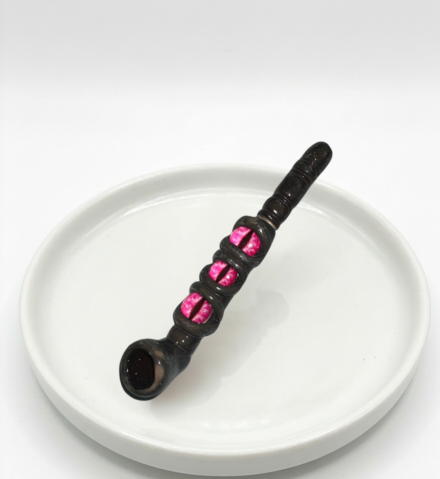 Triple Pink Dragon Eye Wand Pipe