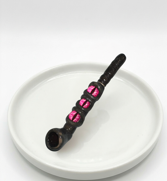 Triple Pink Dragon Eye Wand Pipe